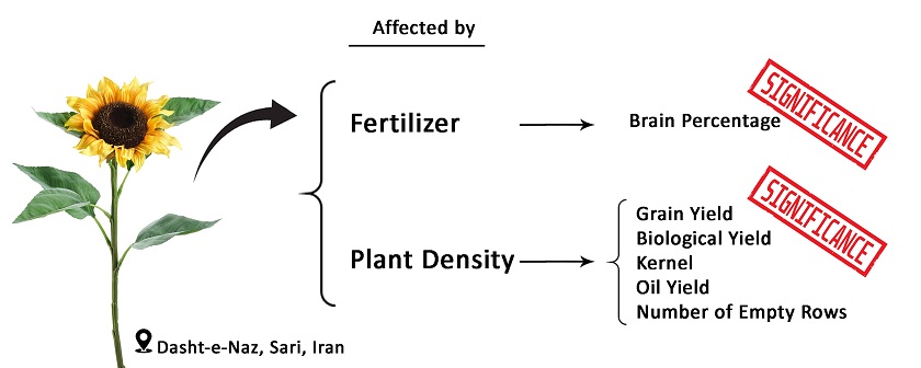 Sunflower (<i>Helianthus annuus</i> L.) grain yield affected by fertilizer and plant density 